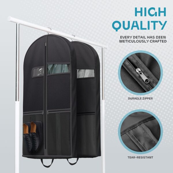 81nvXChZMpL._AC_SL1500_.jpg 43" Travel Garment Bag with Accessories Zipper Pocket, Heavy Duty Suit Bag for Suits, Tuxedos, Dresses, Coats, Black, 1 pack