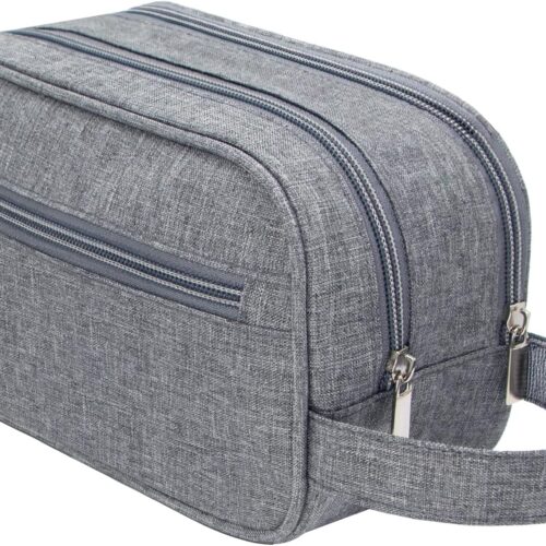Travel Toiletry Bag for Men Hanging Dopp Kit Waterproof Shaving Bag Dry and Wet Dry Wet Separate Men Accessories Travel Pouch (B-Grey)