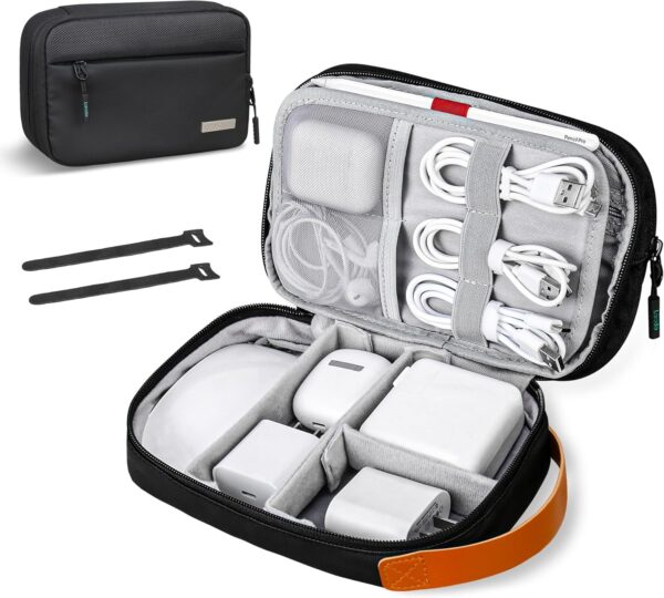 81nwGWSD-2L._AC_SL1500_.jpg Lacdo Electronics Organizer Travel Case, Travel Bag Cable Organizer for Essentials, Water Resistant Tech Accessories Carry Storage for Cord, Phone, Cables, Airpods, USB Flash Drive, Daily Items, Black