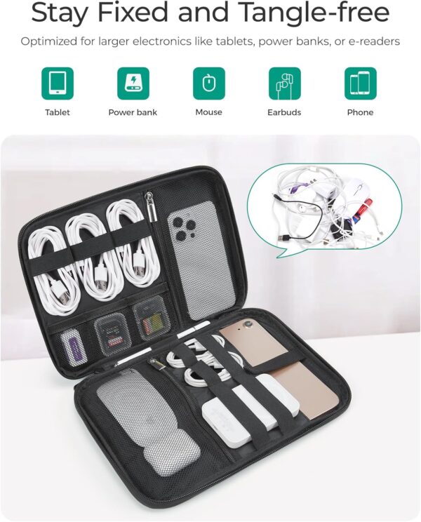 81oTnUmxCqL._AC_SL1500_.jpg BAGSMART Electronics Travel Organizer Case for 10.2 Inch Tablets, Tech Pouch Essentials for Power Bank, SD Cards, Cord and Cable Storage Bag, Black