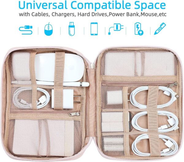 81pTzGJTBGL._AC_SL1500_.jpg NISHEL Travel Cord Organizer Case, Tech Electronic Bag, Essentials for Charger, Cable, Phone, Hard Drive, USB, SD Card, Pink