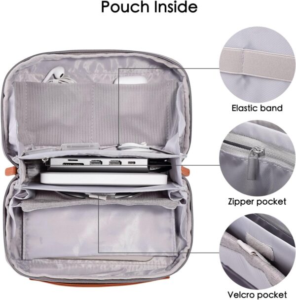 DDgro Electronics Organizer Travel Pouch - Perfect Accessory Bag for Electronics, MacBook Charger & Cords, Cables, Hard Drive (Light Grey-Brown)