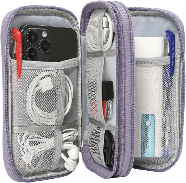 81qQiq3gyPL._AC_SL1200_.jpg Travel Electronic Organizer Pouch Bag, Waterproof Portable Electronic Accessories Storage Multifunctional Case for USB, Cable, Cord, Charger, Phone, Power Bank, Earphone (Purple, Large)