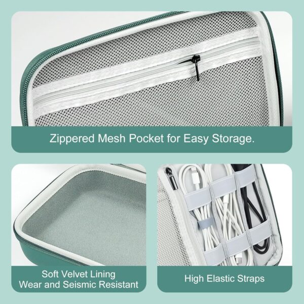 81sVSiApiML._AC_SL1500_.jpg EVA Electronic Accessories Storage Case Large Shockproof Waterproof Storage Bag for Electronics Organizer Portable Cable Storage Bag for Travel or Work (Green, Double Layer)