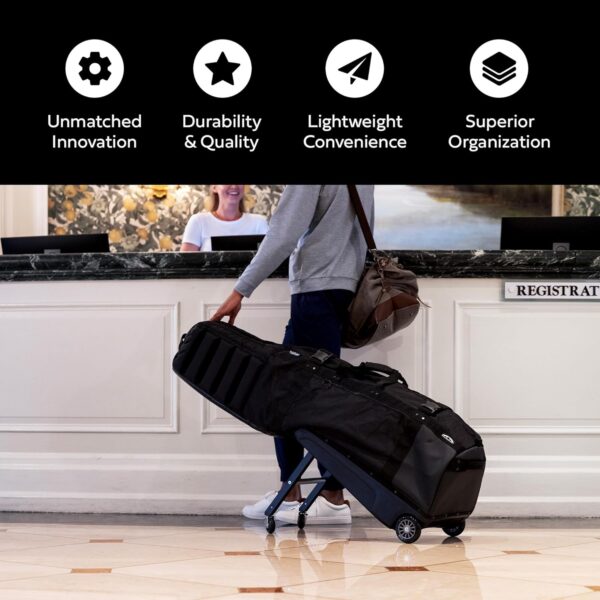 81ssNEh6dgL._AC_SL1500_.jpg Sun Mountain ClubGlider Meridian - Prestigious Golf Bag with Wheels for Ultimate Convenience - Heavy Duty Golf Travel Bag with Dense Foam Padding for Protection and Spacious Storage - Navy Black
