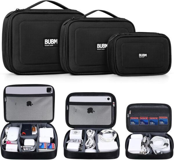 81tR8vxjOyL._AC_SL1500_.jpg BUBM Cable Organizer Bag 3pcs Electronics Travel Organizer for Hard Drives, Cables, Phone, USB, SD Card(2 Year Warranty