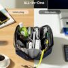 tomtoc Electronic Organizer Accessory Pouch for MacBook Charger, Cables, Power Bank, Hard Drive, Cords, Water-resistant Storage Bag with Removable Card Slots for USB Adapter, Memory Card, Black