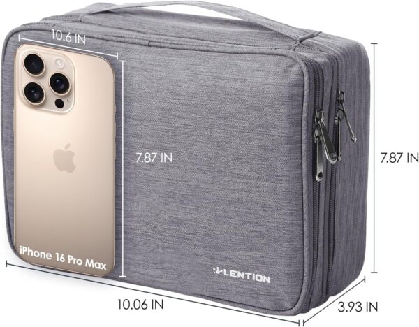 81vhfvBFTNL._AC_SL1500_.jpg LENTION Cable Electronics Organizer Bag Pouch, Travel Accessories Carry Case Waterproof Double Layers All-in-One Storage Bag Carrying for Cord, Charger, Power Bank, Earphone Grey