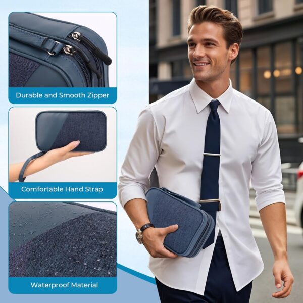 FYY Electronic Organizer, Large Travel Cable Organizer Bag Electronic Accessories Carry Case Pouch Portable Waterproof Double Layers All-in-One Storage Bag for Cable, Cord, Charger, Blue