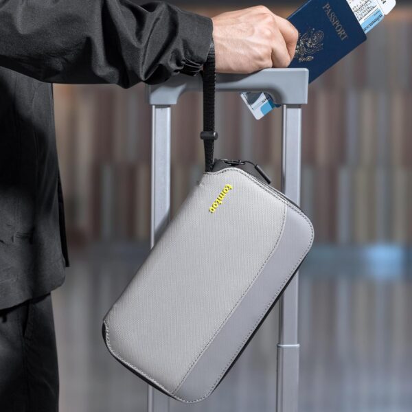 81wD34P2IFL._AC_SL1500_.jpg tomtoc Passport Holder Family with RFID Blocking, Passport Wallet Women Men, with Airtag & Sim Card Holder and Eject Pin, Travel Document Organizer with Wrist Strap, Up to 4 Passports, Water-resistant