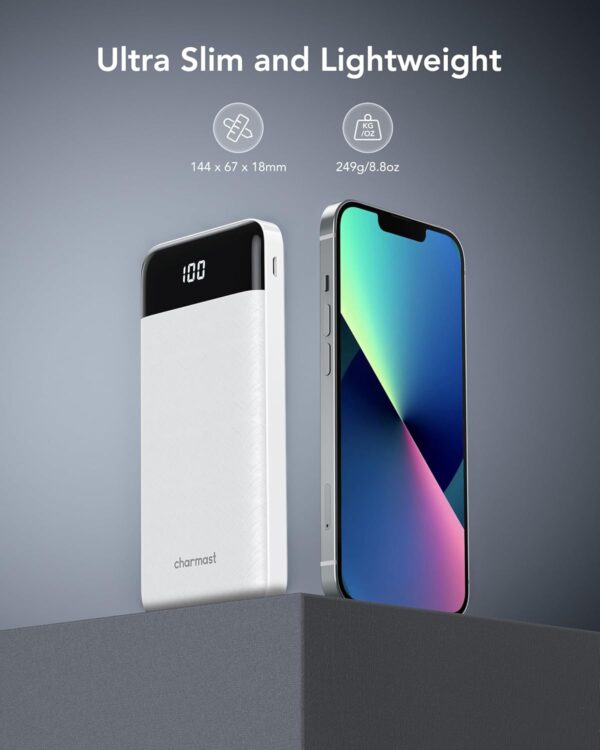 Portable Charger with Built in Cables, Portable Charger with Cords Wires Slim 10000mAh Travel Battery Pack 6 Outputs 3 Inputs 3A Fast Charging Power Bank for Samsung Google Pixel LG Moto iPhone iPad