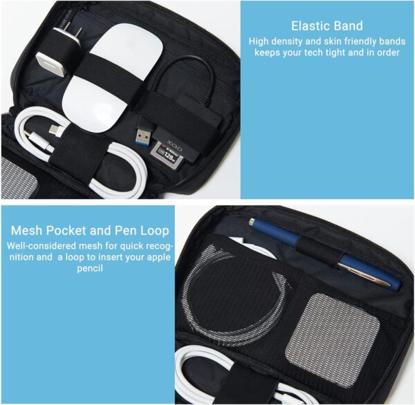 81xKRFakZ0L._AC_SL1500_.jpg Purevave Electronics Organizer, Tech Pouch for Travel, Compact Small Travel Cable Bag for Cord, Phone Charger, USB Drive, SD Card and Power Bank Black