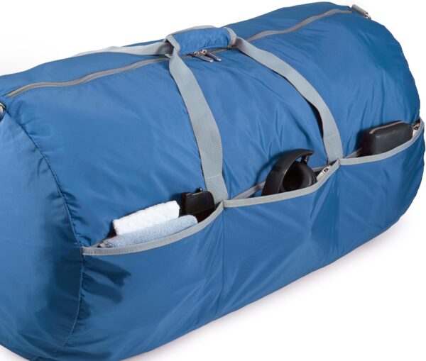 Amazon Basics Large Duffel Bag (100L) for Travel, Travel Bag, with Multiple Zippered Pockets, Lightweight yet Durable Nylon Material, 50-Pound Weight Capacity, Navy Blue, 32.4"L x 16.9"W x 16.9"H