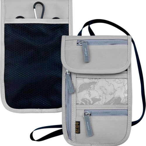81xwLrNnp8L._AC_SL1500_.jpg Travel Neck Wallet, RFID Blocking Passport Holder with Adjustable Neck Strap for Men and Women to Keep Cash, Credit Cards and Travel Documents Safe – Grey