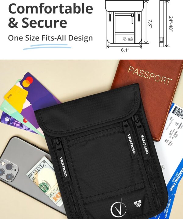 81yMyI4KW7L._AC_SL1500_.jpg Premium Neck Wallet Travel Pouch and Passport Holder, RFID Protected, Fits Passport with cover. Passport Holder Neck For Men and Women