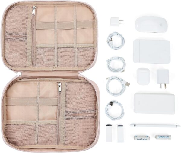 81yme22NzWL._AC_SL1500_.jpg NISHEL Travel Cord Organizer Case, Tech Electronic Bag, Essentials for Charger, Cable, Phone, Hard Drive, USB, SD Card, Pink