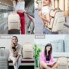 LOVEVOOK Travel Backpack for Women Men as Personal Item Flight Approved, 40L Luggage Carry On Backpack,17.3inch Large Daypack Laptop Backpack Waterproof Outdoor Sports with 3 Packing Cubes,Beige-Brown