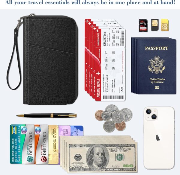 Fintie Family Passport Holder Wallet, RFID Blocking Travel Document Organizer Clutch Bag Credit Cards Case Cover for Women Men