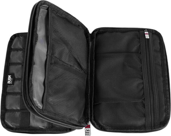 81zpUZqJBXL._AC_SL1500_.jpg BUBM Double Layer Electronic Accessories Organizer, Travel Gadget Bag for Cables, USB Flash Drive, Plug and More, Perfect Size Fits for iPad Mini (Medium, Black)