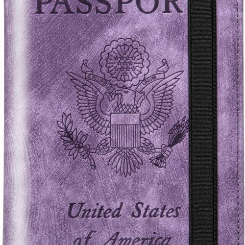 911nc-7mrL._AC_SL1500_.jpg Passport Holder for travel – Cover Wallet -Travel Essentials RFID Blocking Travel Accessories for Women Men (violet)