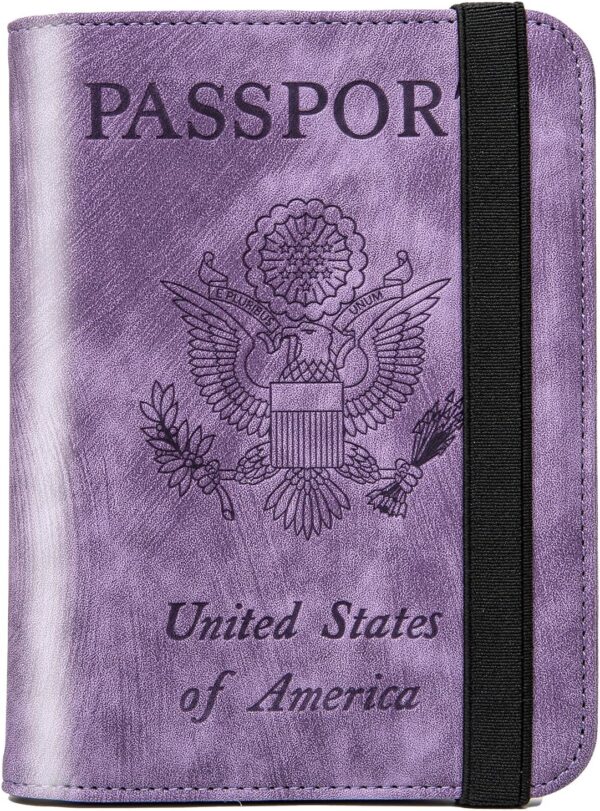 Passport Holder for travel - Cover Wallet -Travel Essentials RFID Blocking Travel Accessories for Women Men (violet)