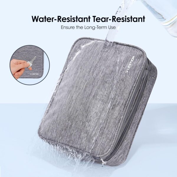 919hWGvuMqL._AC_SL1500_.jpg LENTION Cable Electronics Organizer Bag Pouch, Travel Accessories Carry Case Waterproof Double Layers All-in-One Storage Bag Carrying for Cord, Charger, Power Bank, Earphone Grey