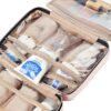91G06-r1f1L._SL1500_.jpg NISHEL Travel Toiletry Bag for women, Portable Hanging Organizer for Travel-Sized Shampoo, Conditioner, Brushes Set, makeup Accessories, Medium Size, Pink