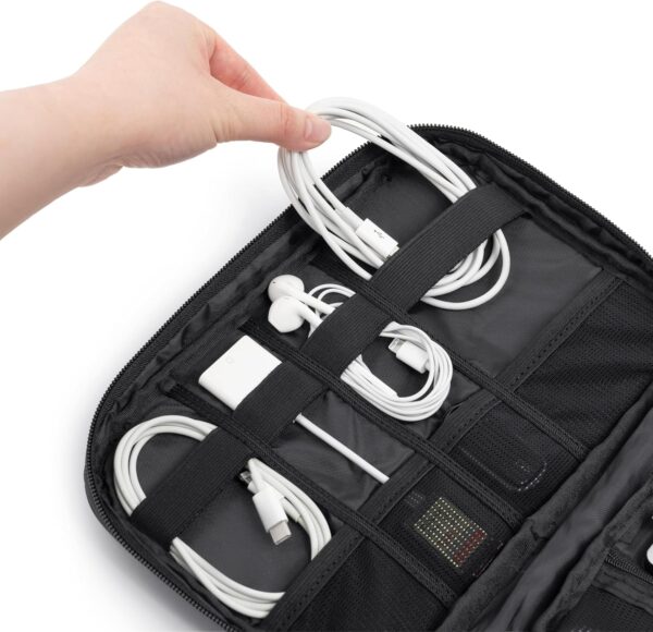 91Z3omo9XQL._AC_SL1500_.jpg PAVILIA Soft Electronic Organizer Travel Case, Travel Cord Organizer Bag, Small Cable Tech Storage Pouch, Travel Accessories Essentials Must Haves for Mobile Phone, USB, Cord, Charger, Black