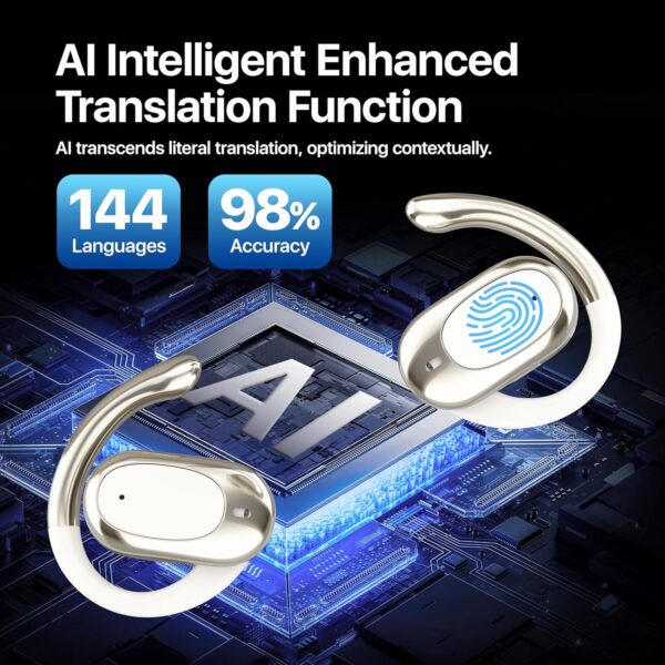 91nEkOm6i1L._AC_SL1500_.jpg Real Time Translation Earbuds, AI Language Translator Earphone 3-in-1 Accents & Long Battery Life Translation Earbuds OWS 144 Languages & 8 Offline for Travel Business,(Milkywhite)