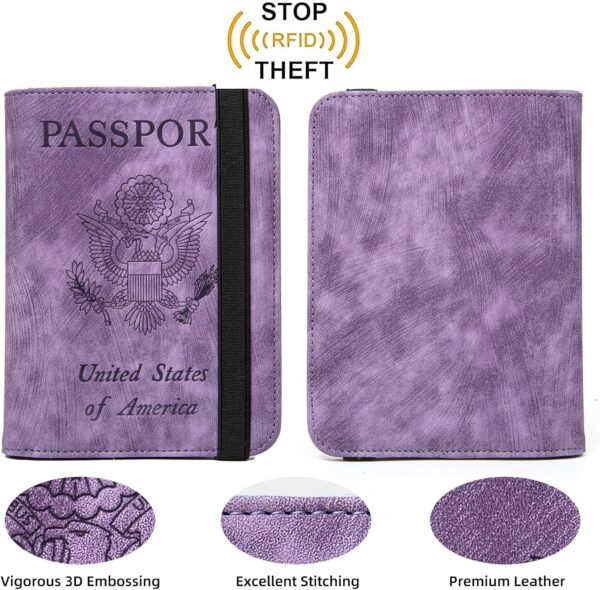 Passport Holder for travel - Cover Wallet -Travel Essentials RFID Blocking Travel Accessories for Women Men (violet)