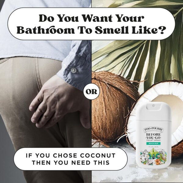 91vfjwRIPpL._AC_SL1500_.jpg Poo-Pourri Before-You-Go Toilet Spray, Beach Bum, 1 Fl Oz Pocket Travel Size - Coconut, Orchid and Toasted Praline