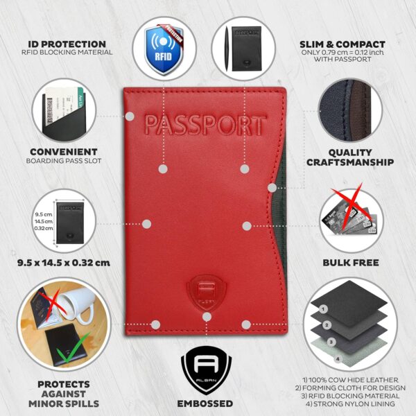 A1oBnOSvXXL._AC_SL1500_.jpg Alban RFID Passport Holder Women Men RFID Blocking Travel Passport Wallet Case Genuine Leather Passport Cover porta pasaporte